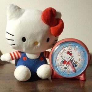 Hello Kitty Plush with Red Bow and Blue Outfit